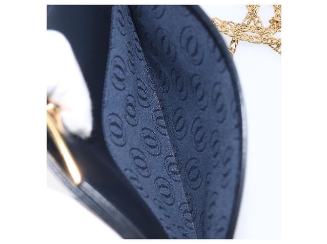 Cartier Sapphire Line Chain Shoulder Bag Leather Navy Gold - vista 22