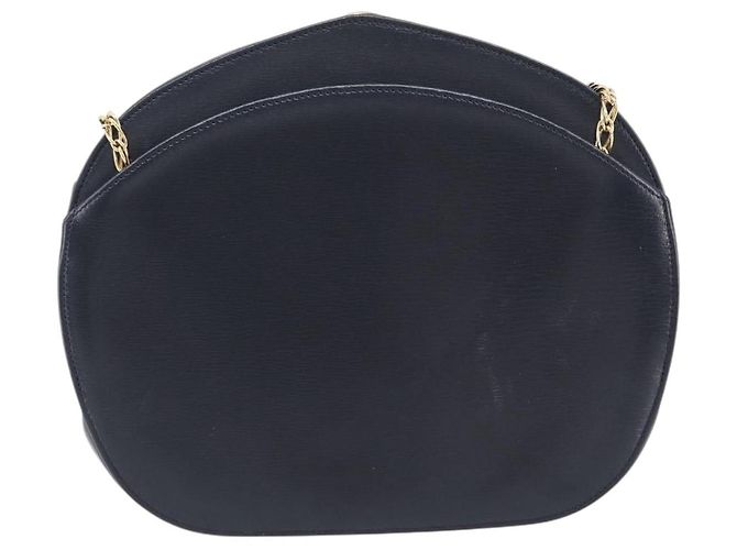 Cartier Sapphire Line Chain Shoulder Bag Leather Navy Gold - vista 3