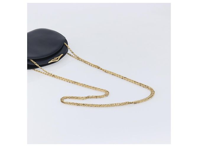 Cartier Sapphire Line Chain Shoulder Bag Leather Navy Gold - vista 7