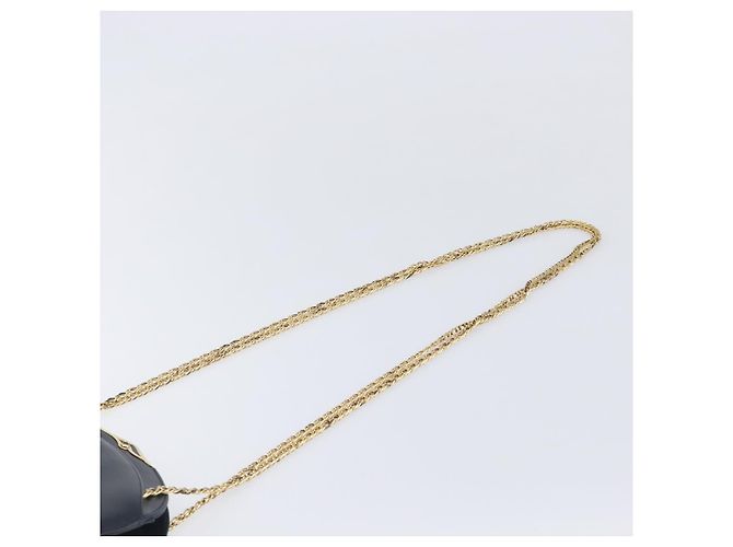 Cartier Sapphire Line Chain Shoulder Bag Leather Navy Gold - vista 8