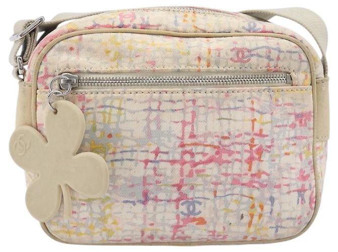 CHANEL Shoulder Bag Canvas Beige Silver CC - vista 2