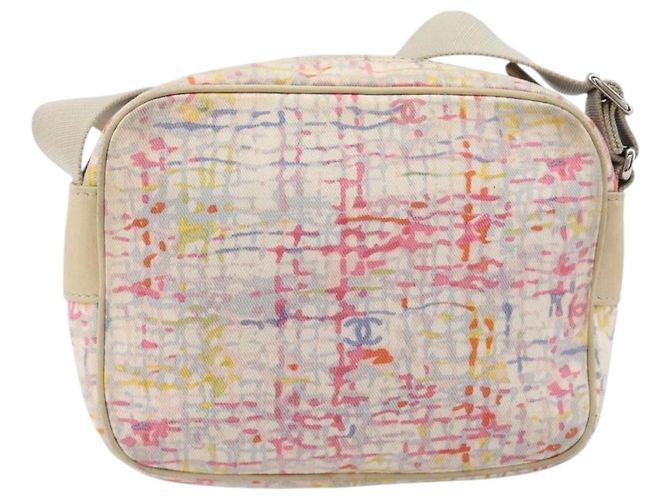 CHANEL Shoulder Bag Canvas Beige Silver CC - vista 3