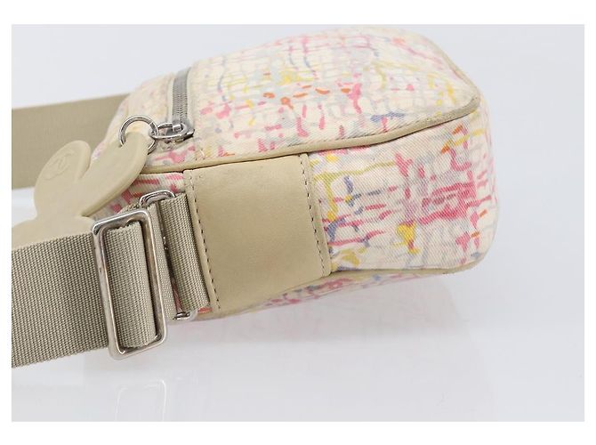 CHANEL Shoulder Bag Canvas Beige Silver CC - vista 5