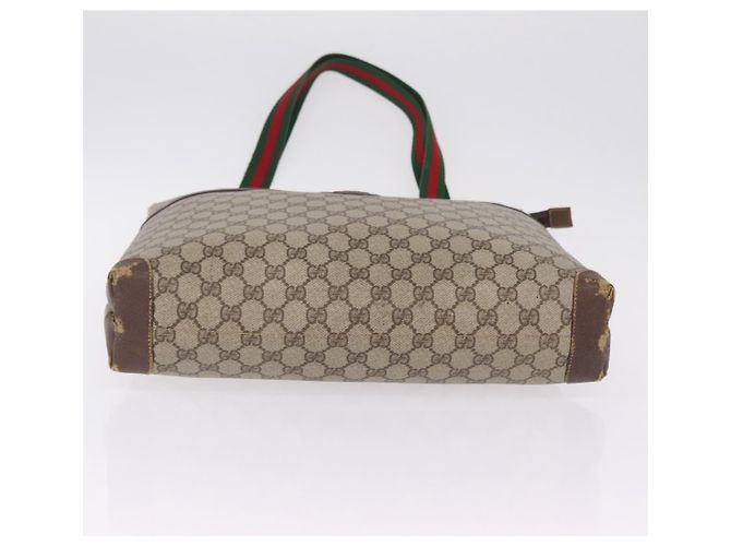 GUCCI GG Supreme Web Sherry Line Tote Bag PVC Beige Gold - vista 10