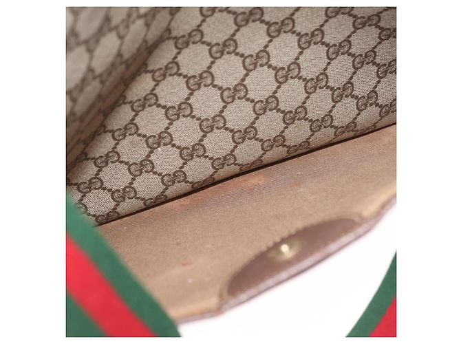 GUCCI GG Supreme Web Sherry Line Tote Bag PVC Beige Gold - vista 21