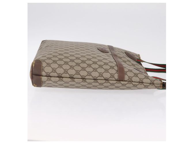 GUCCI GG Supreme Web Sherry Line Tote Bag PVC Beige Gold - vista 4