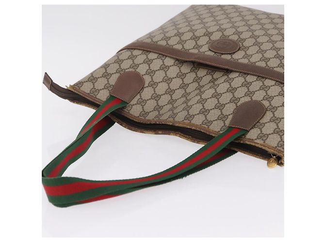 GUCCI GG Supreme Web Sherry Line Tote Bag PVC Beige Gold - vista 6