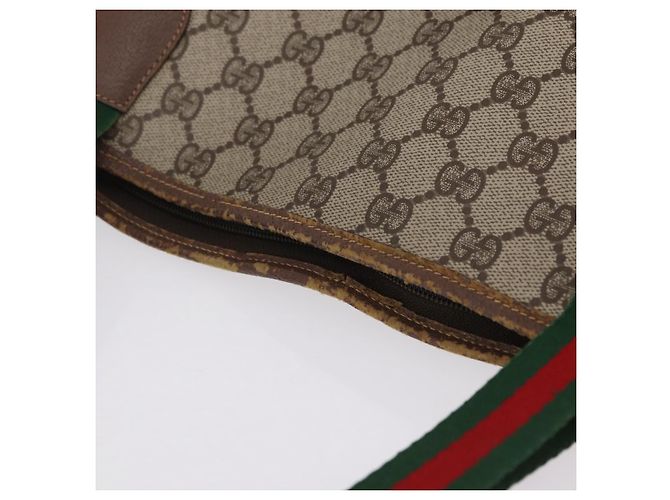 GUCCI GG Supreme Web Sherry Line Tote Bag PVC Beige Gold - vista 7