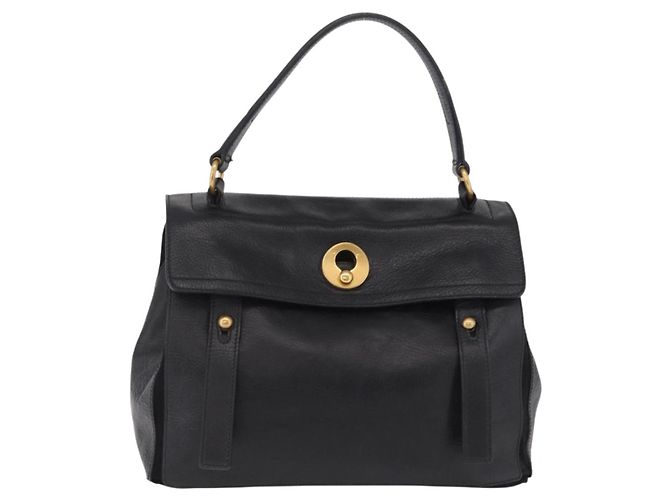 Autre Marque Saint Laurent Muse Two Hand Bag Leather Black Gold - vista 2