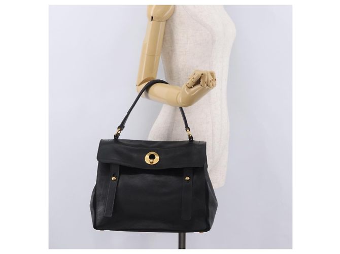Autre Marque Saint Laurent Muse Two Hand Bag Leather Black Gold - vista 30