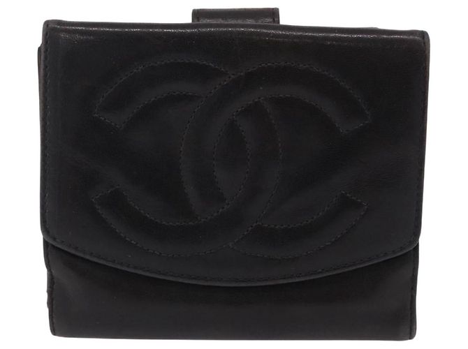 CHANEL COCO Mark Cartera Cuero Negro Oro CC - vista 2