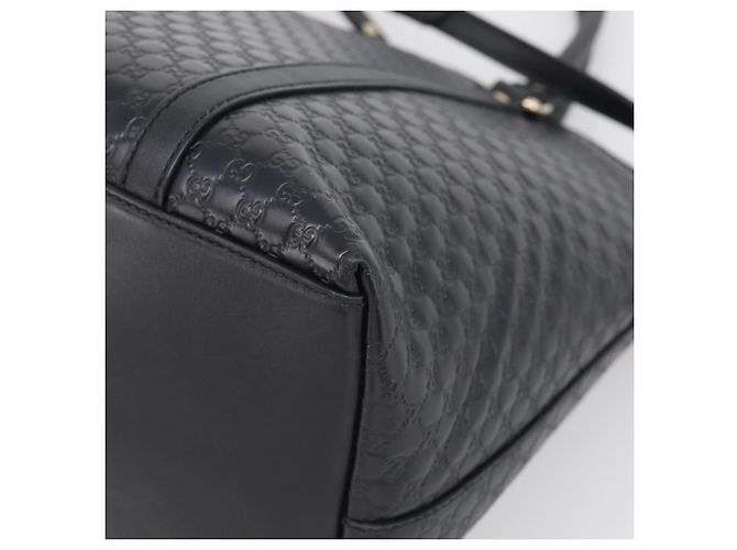 GUCCI Micro GG Canvas Guccissima Bag Leather 2way Black Gold 449657 - vista 14