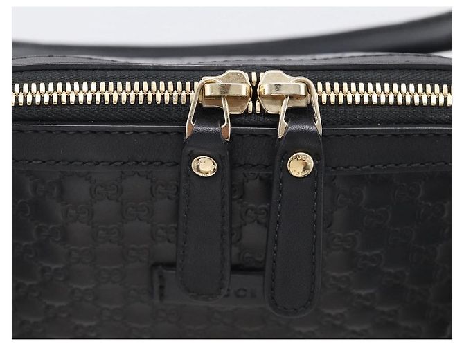 GUCCI Micro GG Canvas Guccissima Bag Leather 2way Black Gold 449657 - vista 18