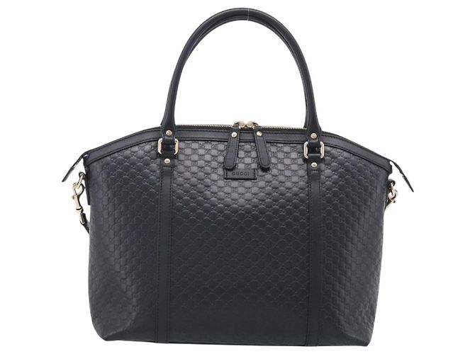 GUCCI Micro GG Canvas Guccissima Bag Leather 2way Black Gold 449657 - vista 2