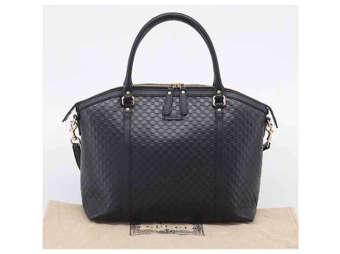GUCCI Micro GG Canvas Guccissima Bag Leather 2way Black Gold 449657 - vista 27
