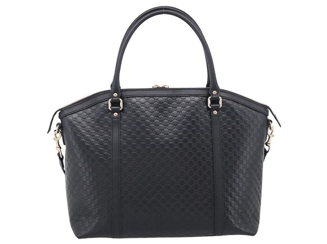 GUCCI Micro GG Canvas Guccissima Bag Leather 2way Black Gold 449657 - vista 3