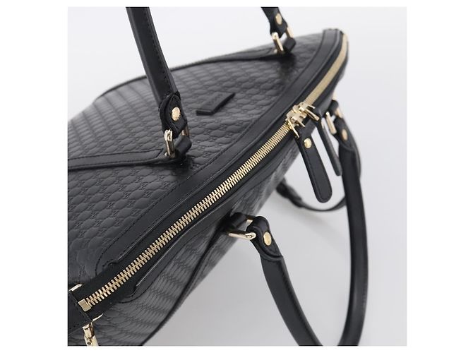 GUCCI Micro GG Canvas Guccissima Bag Leather 2way Black Gold 449657 - vista 6