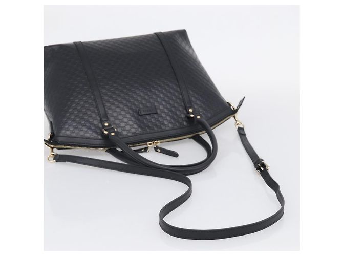 GUCCI Micro GG Canvas Guccissima Bag Leather 2way Black Gold 449657 - vista 9