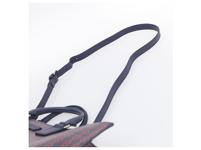 GUCCI Hand Bag Leather 2way Navy Silver - view 10