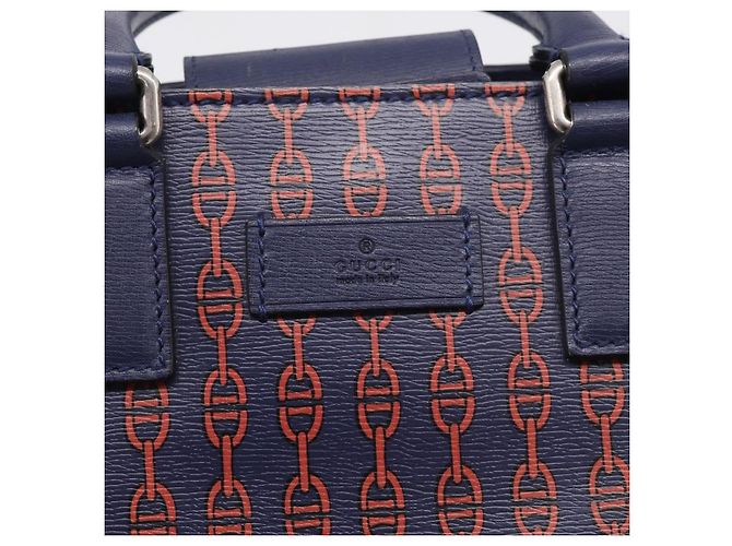 GUCCI Hand Bag Leather 2way Navy Silver - view 16