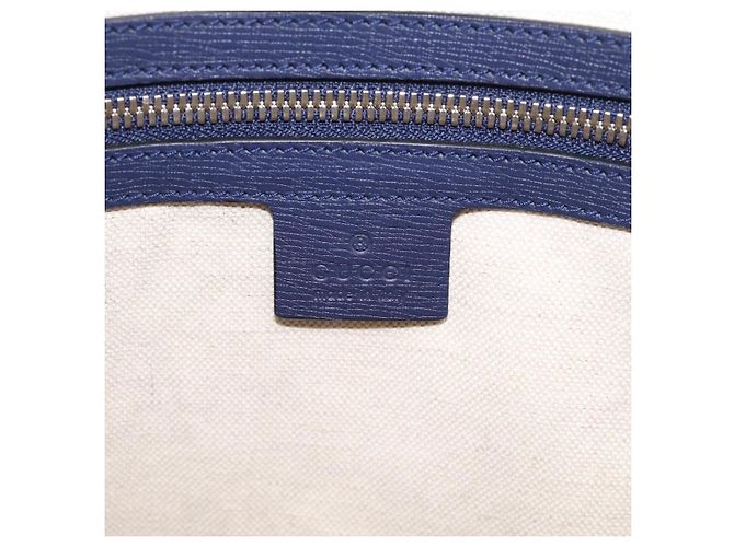 GUCCI Hand Bag Leather 2way Navy Silver - view 17