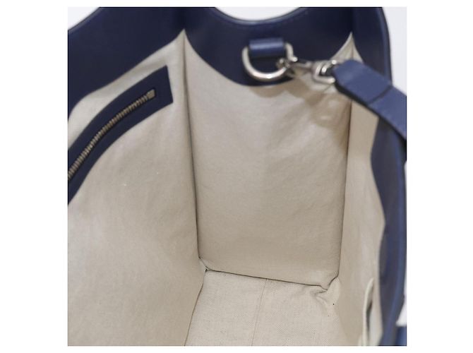 GUCCI Hand Bag Leather 2way Navy Silver - view 19
