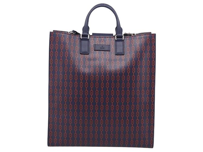 GUCCI Hand Bag Leather 2way Navy Silver - view 2