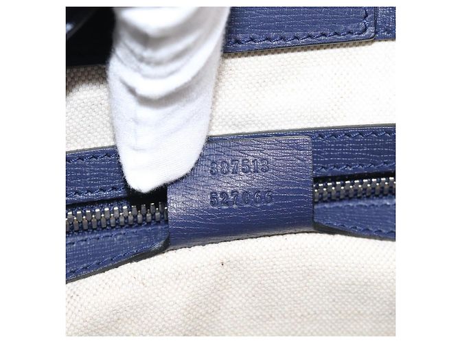 GUCCI Hand Bag Leather 2way Navy Silver - view 23