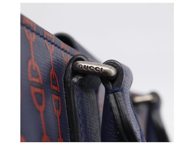 GUCCI Hand Bag Leather 2way Navy Silver - view 24