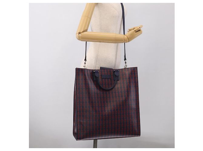 GUCCI Hand Bag Leather 2way Navy Silver - view 25