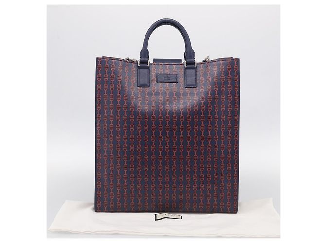 GUCCI Hand Bag Leather 2way Navy Silver - view 26