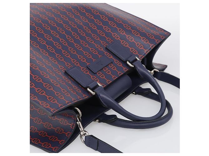 GUCCI Hand Bag Leather 2way Navy Silver - view 6