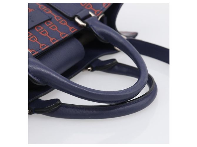 GUCCI Hand Bag Leather 2way Navy Silver - view 7