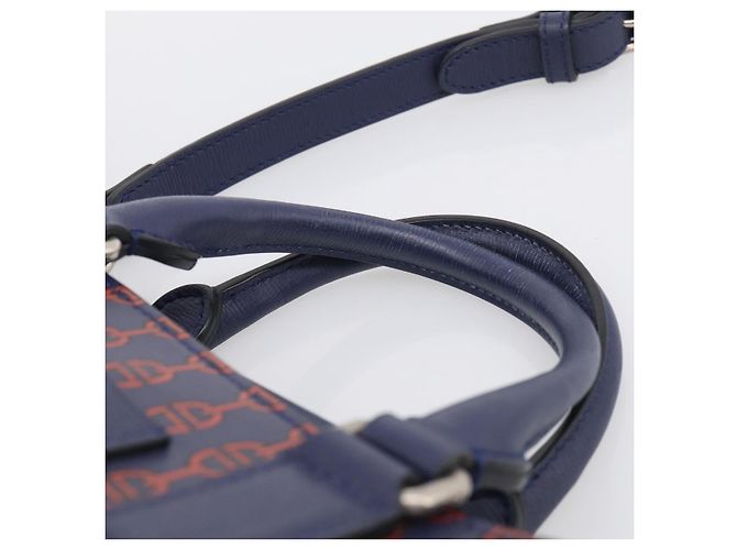 GUCCI Hand Bag Leather 2way Navy Silver - view 8