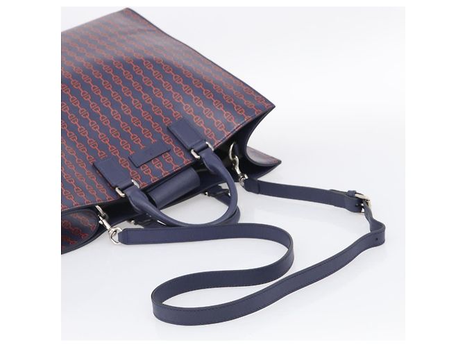 GUCCI Hand Bag Leather 2way Navy Silver - view 9
