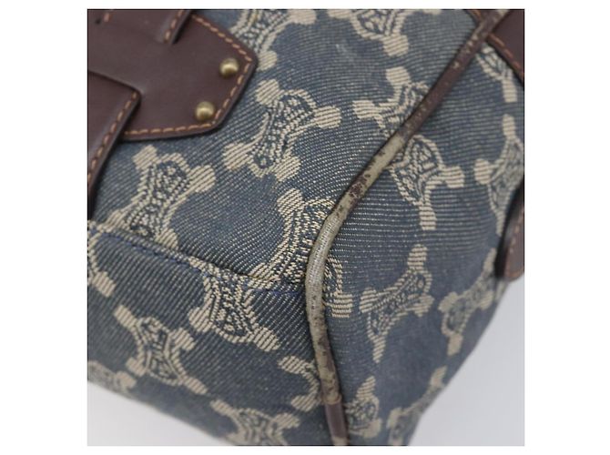 Céline CELINE Paris Macadam Canvas Horse Carriage Hand Bag Blue Gold - vue 10