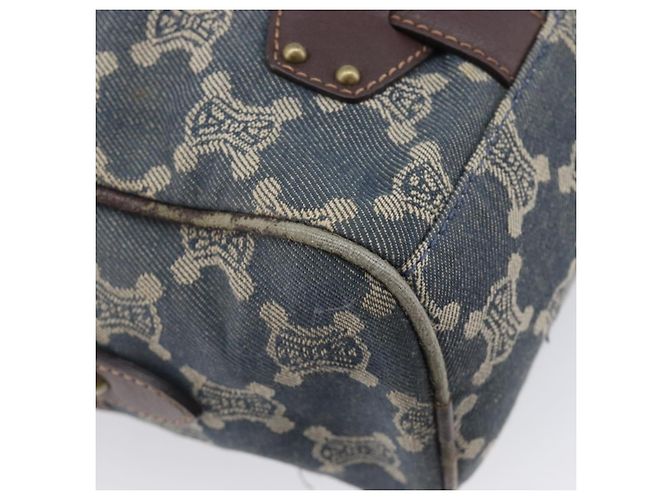 Céline CELINE Paris Macadam Canvas Horse Carriage Hand Bag Blue Gold - vue 13