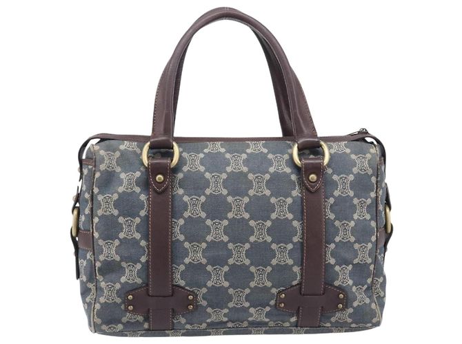 Céline CELINE Paris Macadam Canvas Horse Carriage Hand Bag Blue Gold - vue 3