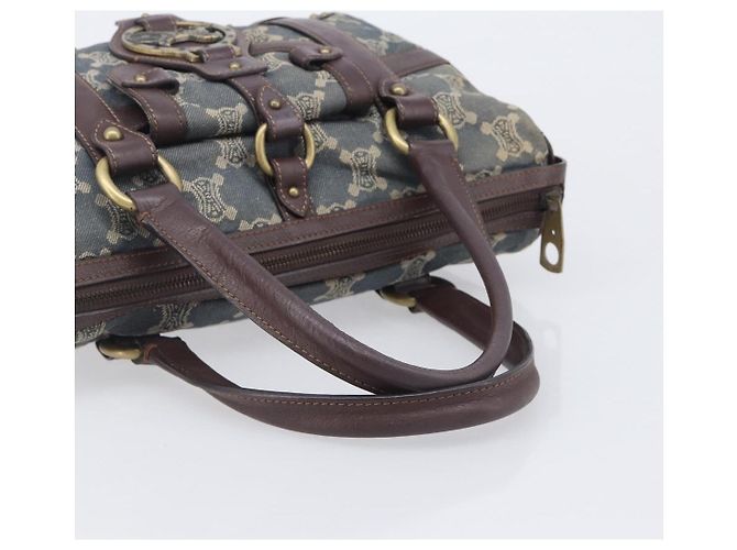 Céline CELINE Paris Macadam Canvas Horse Carriage Hand Bag Blue Gold - vue 7