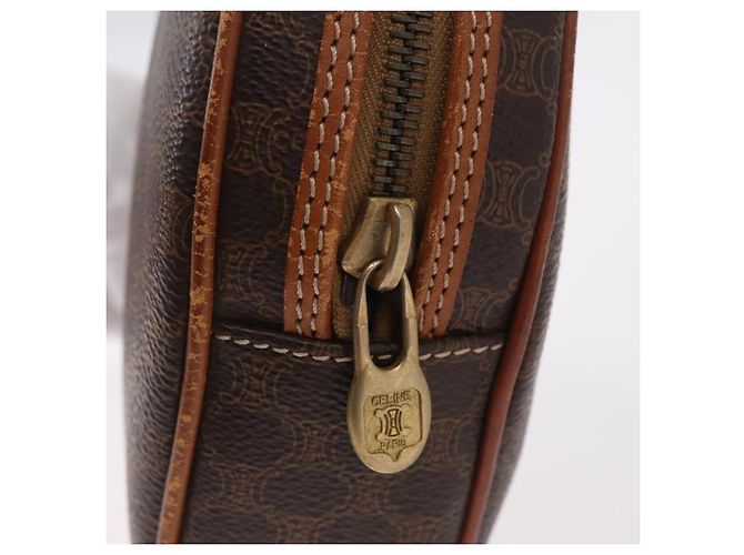 Céline CELINE Macadam Canvas Circle Shoulder Bag PVC Leather Brown Gold - vista 15