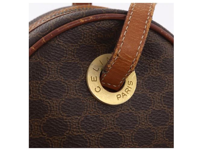Céline CELINE Macadam Canvas Circle Shoulder Bag PVC Leather Brown Gold - vista 16