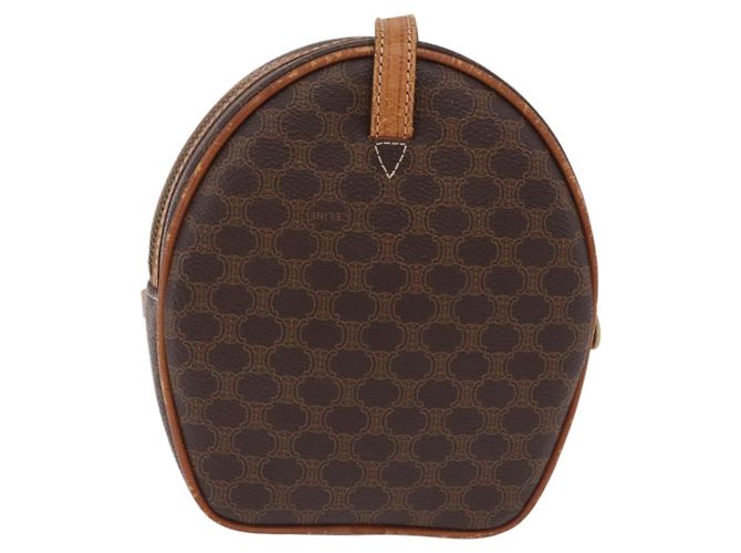 Céline CELINE Macadam Canvas Circle Shoulder Bag PVC Leather Brown Gold - vista 3