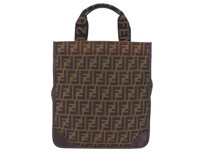 FENDI Zucca Canvas Hand Bag Black Brown - vista 2