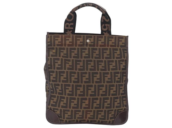 FENDI Zucca Canvas Hand Bag Black Brown - vista 3