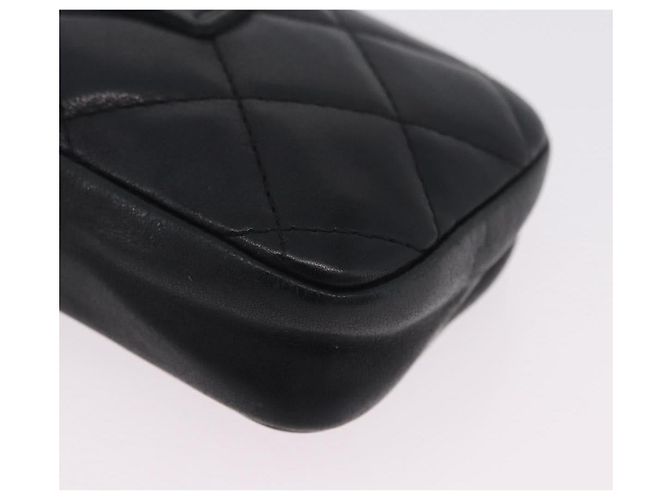 CHANEL Cambon Line Matelasse Pouch Leder Schwarz Silver CC - Ansicht 10