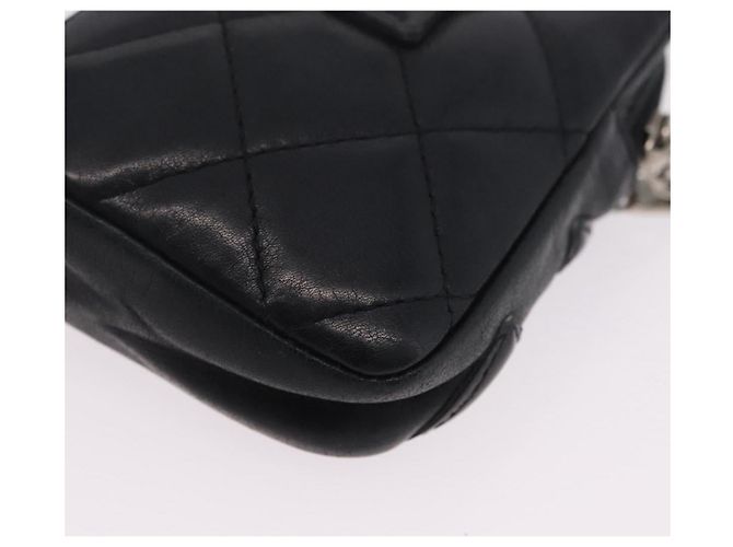 CHANEL Cambon Line Matelasse Pouch Leder Schwarz Silver CC - Ansicht 11