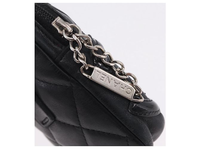 CHANEL Cambon Line Matelasse Pouch Leder Schwarz Silver CC - Ansicht 12