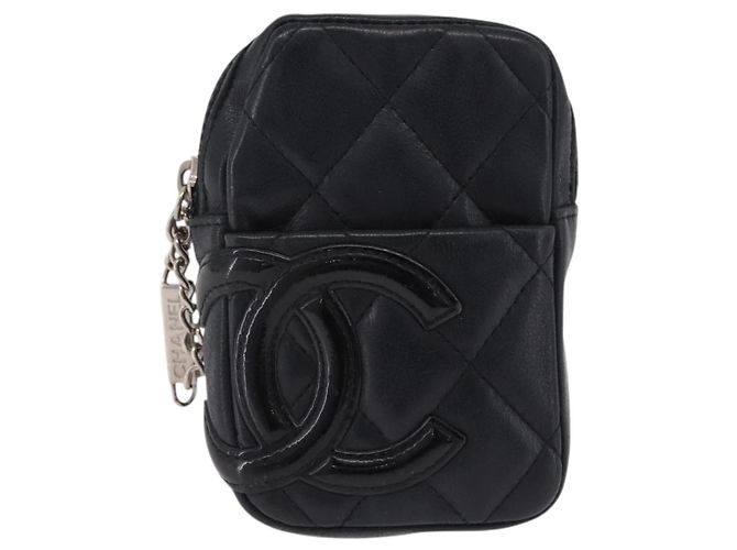 CHANEL Cambon Line Matelasse Pouch Leder Schwarz Silver CC - Ansicht 2