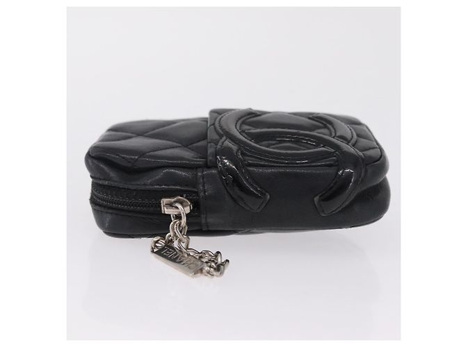 CHANEL Cambon Line Matelasse Pouch Leder Schwarz Silver CC - Ansicht 5