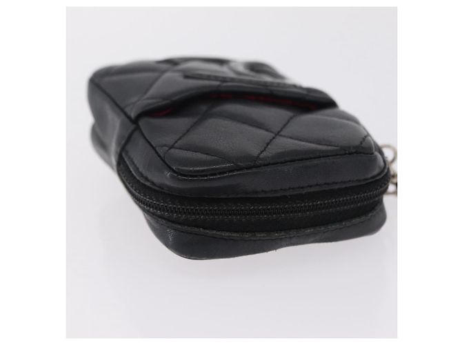 CHANEL Cambon Line Matelasse Pouch Leder Schwarz Silver CC - Ansicht 6